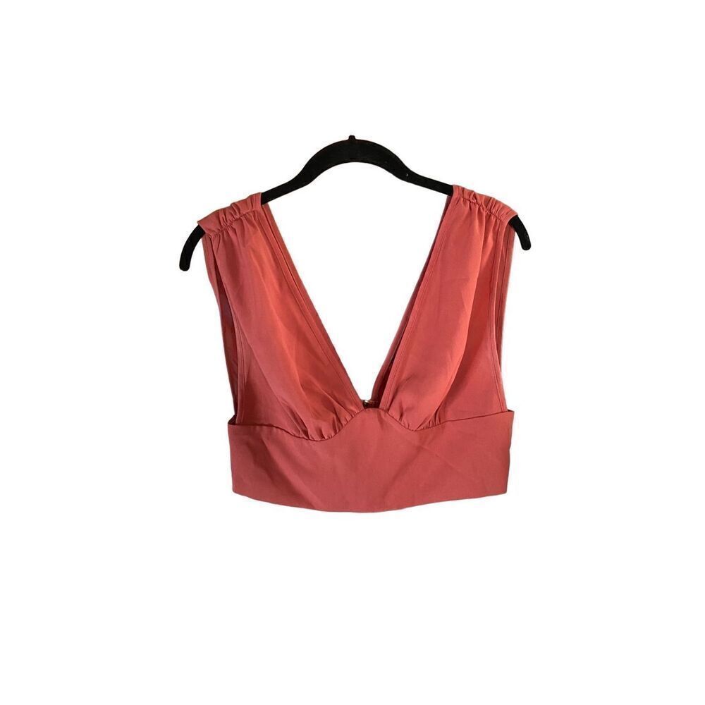 Shein women’s halter style, red brick, colored back zip crop tops, size 4